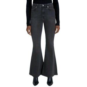7 For All Mankind Megaflare Black High Waist Denim Flared Jeans Women's Size 25